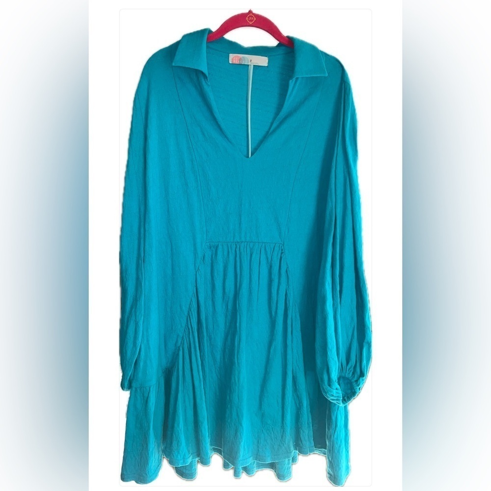 Free People Teal Hudson Mini Dress Size Medium - Picture 2 of 10